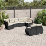 vidaXL 9-piece Poly Rattan Lounge Set with Cushions Black