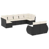 vidaXL 9-piece Poly Rattan Lounge Set with Cushions Black