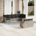 vidaXL 9-piece Poly Rattan Lounge Set with Cushions Black