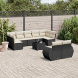 vidaXL 9-piece Poly Rattan Lounge Set with Cushions Black