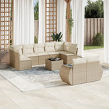 vidaXL 9-piece Poly Rattan Lounge Set with Cushions Black