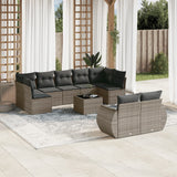 vidaXL 9-piece Poly Rattan Lounge Set with Cushions Black