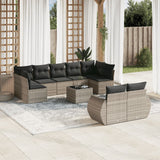vidaXL 9-piece Poly Rattan Lounge Set with Cushions Black