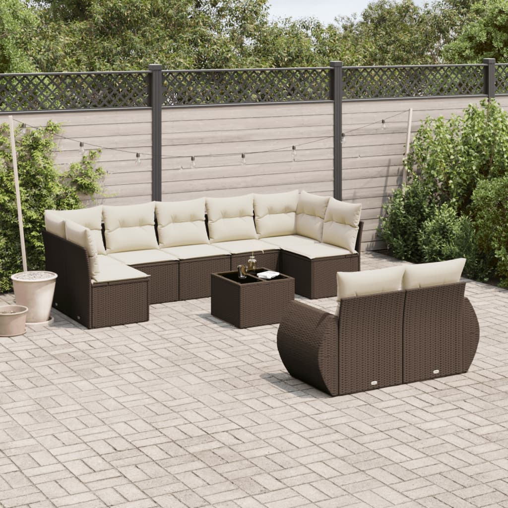 vidaXL 9-piece Poly Rattan Lounge Set with Cushions Black