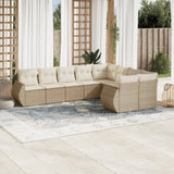 vidaXL 9-delige Loungeset met kussens poly rattan zwart