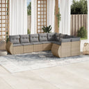 vidaXL 9-delige Loungeset met kussens poly rattan zwart
