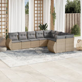 vidaXL 9-delige Loungeset met kussens poly rattan zwart