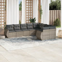 vidaXL 9-delige Loungeset met kussens poly rattan zwart