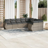 vidaXL 9-delige Loungeset met kussens poly rattan zwart