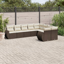 vidaXL 9-delige Loungeset met kussens poly rattan zwart