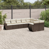vidaXL 9-delige Loungeset met kussens poly rattan zwart