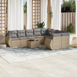 vidaXL 9-delige Loungeset met kussens poly rattan zwart