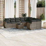 vidaXL 9-delige Loungeset met kussens poly rattan zwart