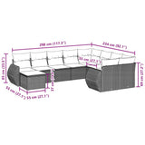 vidaXL 10-delige Loungeset met kussens poly rattan zwart