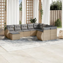 vidaXL 10-delige Loungeset met kussens poly rattan zwart