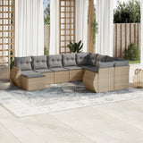 vidaXL 10-delige Loungeset met kussens poly rattan zwart