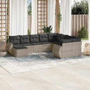 vidaXL 10-delige Loungeset met kussens poly rattan zwart