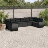 vidaXL 10-Piece Lounge Set with Cushions Poly Rattan Black