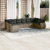 vidaXL 10-Piece Lounge Set with Cushions Poly Rattan Black