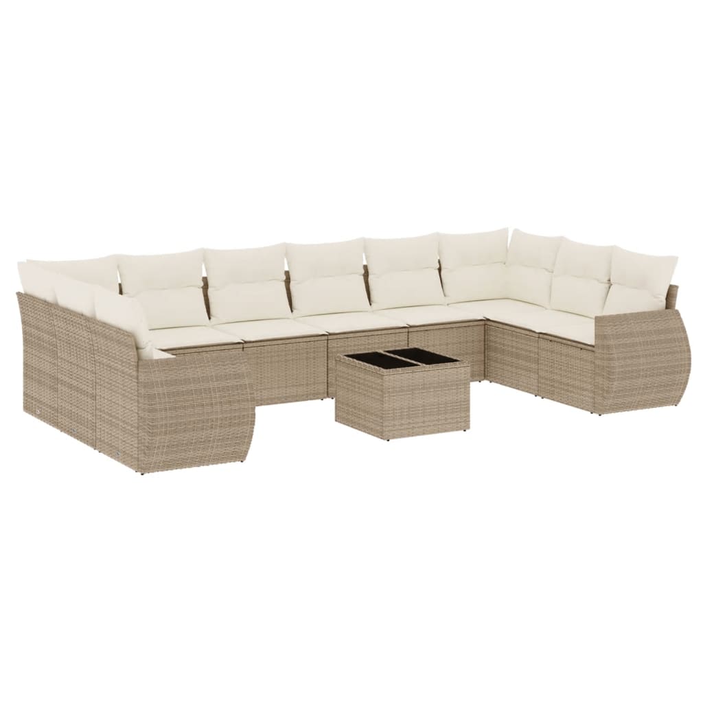 vidaXL 10-Piece Lounge Set with Cushions Poly Rattan Black