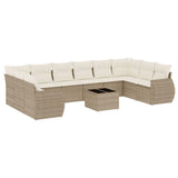 vidaXL 10-Piece Lounge Set with Cushions Poly Rattan Black