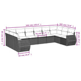 vidaXL 10-Piece Lounge Set with Cushions Poly Rattan Black