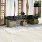 vidaXL 10-Piece Lounge Set with Cushions Poly Rattan Black