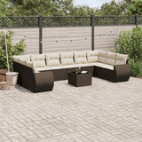 vidaXL 10-Piece Lounge Set with Cushions Poly Rattan Black