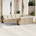 vidaXL 10-delige Loungeset met kussens poly rattan zwart