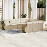 vidaXL 10-delige Loungeset met kussens poly rattan zwart