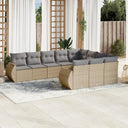 vidaXL 10-delige Loungeset met kussens poly rattan zwart