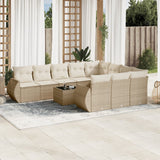 vidaXL 10-delige Loungeset met kussens poly rattan zwart