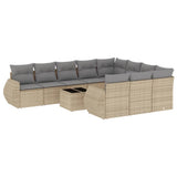 vidaXL 10-delige Loungeset met kussens poly rattan zwart
