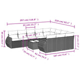 vidaXL 10-delige Loungeset met kussens poly rattan zwart
