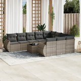 vidaXL 10-delige Loungeset met kussens poly rattan zwart
