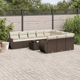 vidaXL 10-delige Loungeset met kussens poly rattan zwart