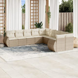 vidaXL 10-delige Loungeset met kussens poly rattan zwart