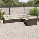 vidaXL 10-delige Loungeset met kussens poly rattan zwart