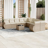 vidaXL 10-delige Loungeset met kussens poly rattan zwart