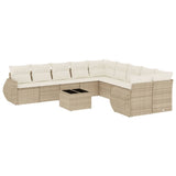 vidaXL 10-delige Loungeset met kussens poly rattan zwart