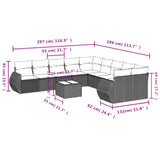 vidaXL 10-delige Loungeset met kussens poly rattan zwart