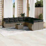 vidaXL 10-delige Loungeset met kussens poly rattan zwart