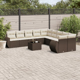 vidaXL 10-delige Loungeset met kussens poly rattan zwart
