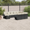 vidaXL 11-Piece Lounge Set with Cushions Poly Rattan Black