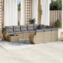 vidaXL 11-Piece Lounge Set with Cushions Poly Rattan Black