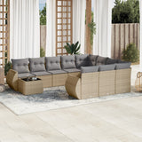 vidaXL 11-Piece Lounge Set with Cushions Poly Rattan Black