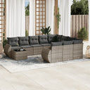 vidaXL 11-Piece Lounge Set with Cushions Poly Rattan Black