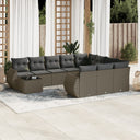 vidaXL 11-Piece Lounge Set with Cushions Poly Rattan Black