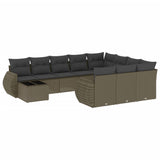 vidaXL 11-Piece Lounge Set with Cushions Poly Rattan Black