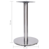 vidaXL Bistrotafelpoot Ø45x72 cm roestvrij staal zilverkleurig